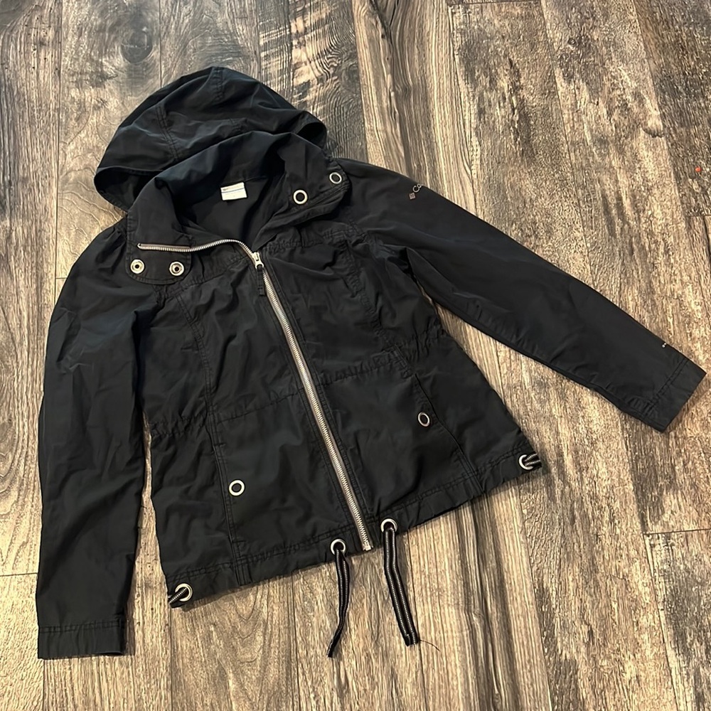 Columbia lightweight hooded women jacket black/grey used